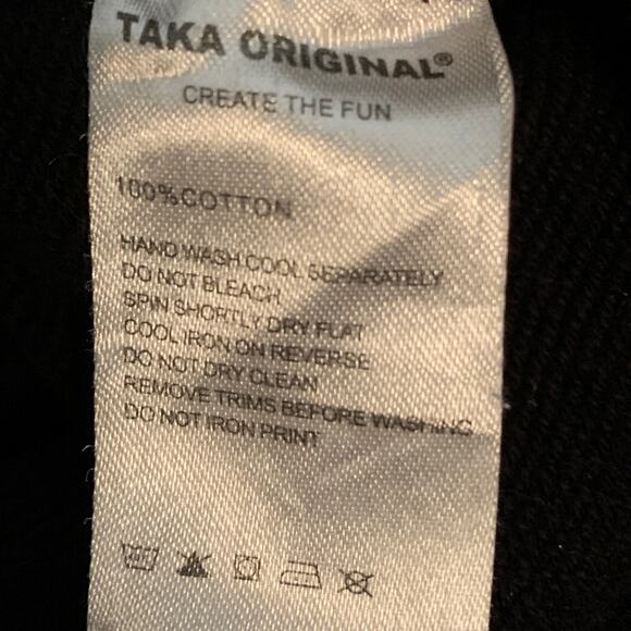 Taka Original Womens Sz Small Jogger Sweatpants Black Y2K Graphic Art Drawstring - Picture 9 of 9